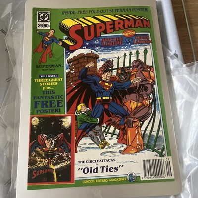 DC Comics Superman UK #26 (1989)London Editions, free gift large Superman poster