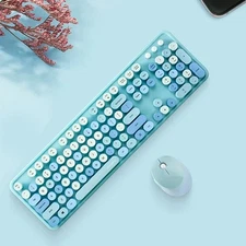Sweet Keyboard Mouse Combo, Cute Blue ,2.4G Circular Suspension - MOFFI
