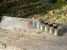 Vintage Tidee Maid Deluxe Plastic Thread Box w/ 14 Wooden Thread Spools