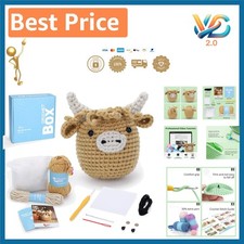 Stress-Relieving Highland Cow Crochet Kit: Soft Yarn  Instructions for All Ages