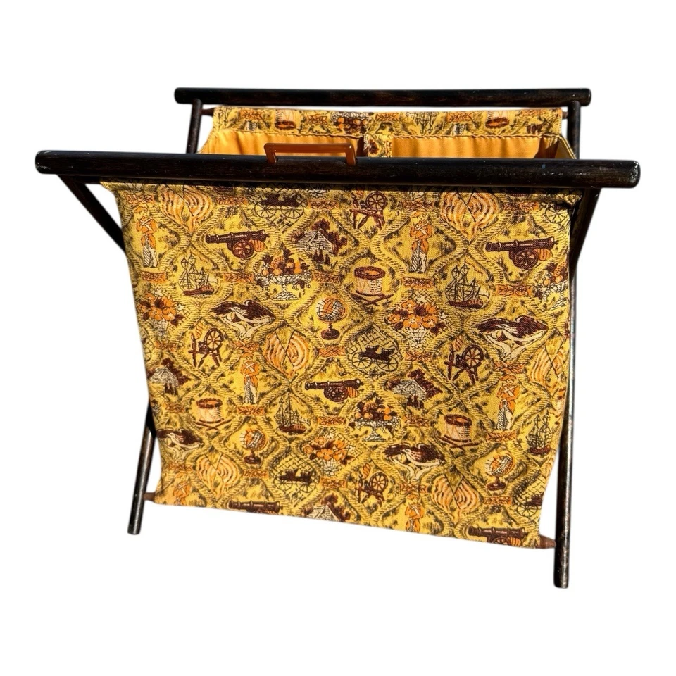 Carrito plegable vintage de los años 70 para tejer/artesanía en tela americana temprana Foto 2 de 4