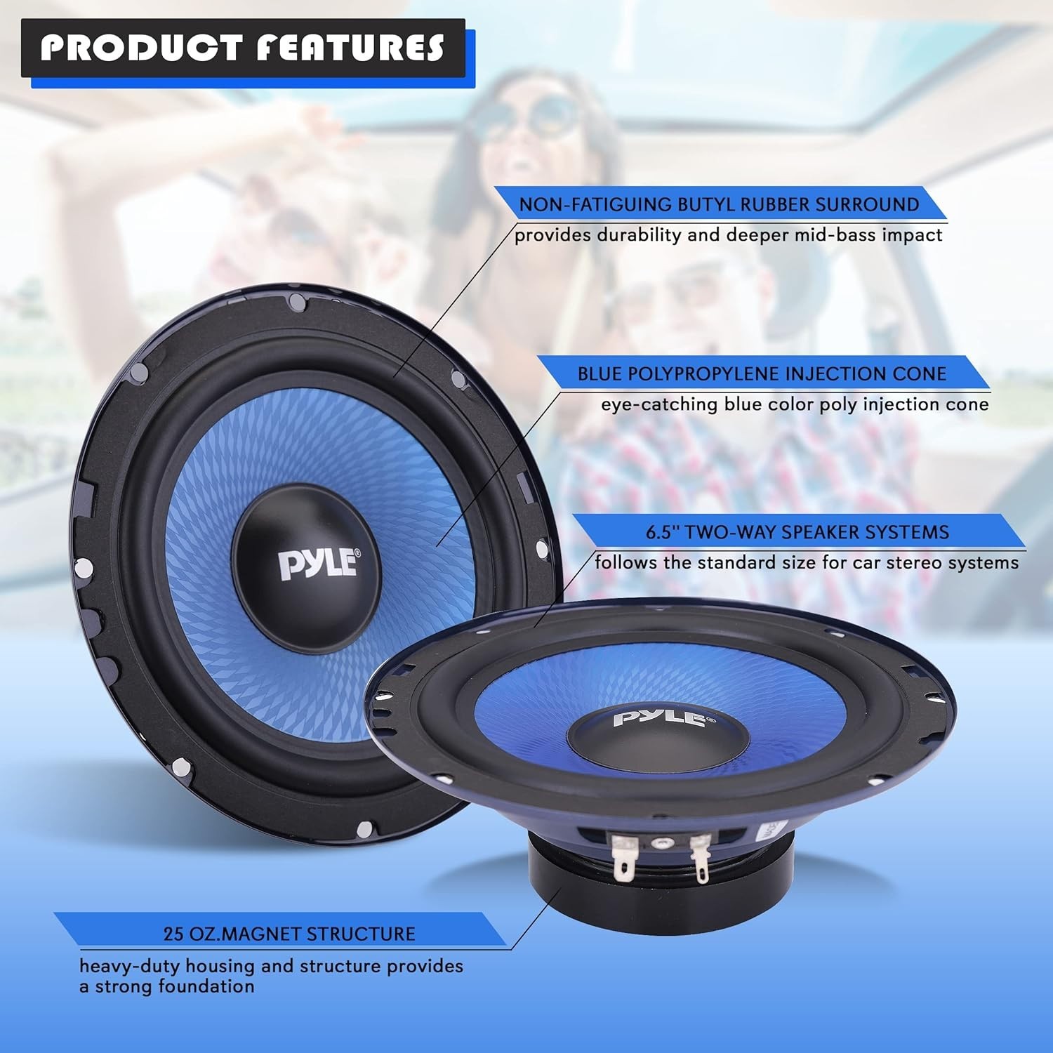 Pyle Two-Way Component Speaker System - 6.5" Two-Way, 360 Watts w/ 4 Ohm