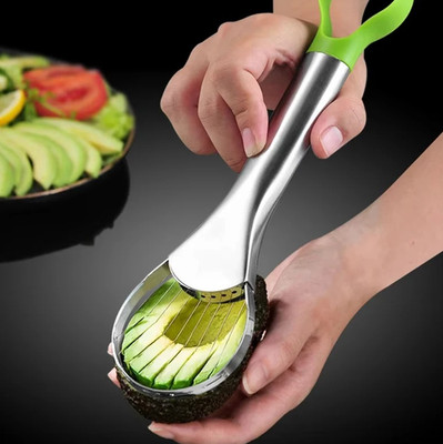 2-in-1 Stainless Steel Avocado Slicer Cutter Peeler Fruit Tool NEW