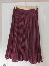 Whistles Pleated Red Sparkly Midi Skirt Size 10