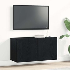 vidaXL Mobile TV Rovere Nero 80x30x41 cm in Legno Massello