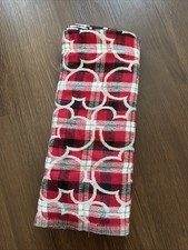 Disney Parks Mickey Mouse Buffalo Plaid Silver Thread Scarf