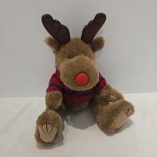 Pier 1 Imports Moose Plush Stuffed Animal Jointed Christmas Toy Red Sweater