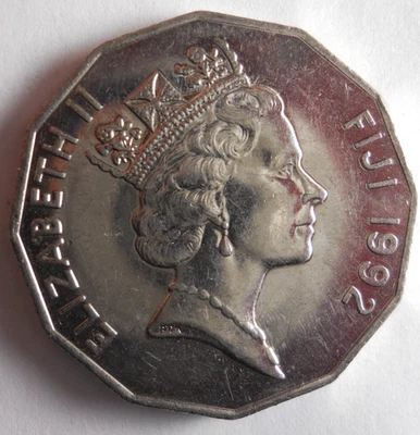 1992 FIJI 50 CENTS - Pièce Excellente - LIVRAISON GRATUITE - Bin #743 - Photo 1/2