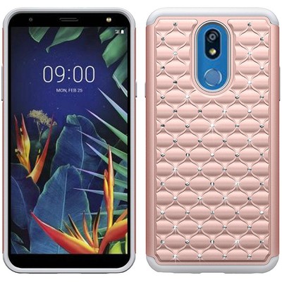 ''GSA Rhinestone Case for LG K40/Harmony 3   Rose Gold & White''