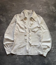 Vintage Moschino Luxury Embroidered Elegant Blouse Button Up