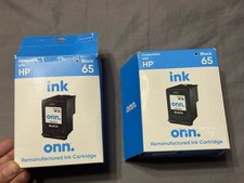 Lot Of 2 Onn HP 65 Black Ink Cartridge New Open Box EXP 2026