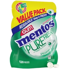 Mentos Pure Fresh Sugar-Free Chewing Gum with Xylitol, Spearmint, 120 Piece Bulk