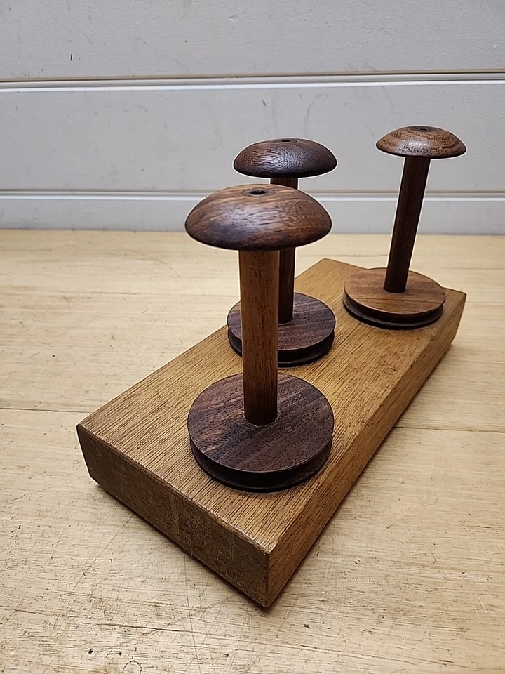 Vintage Lazy Kate Bobbin Holder For  Spinning Turned Blackwood  Tassie Oak Base - Image 2 of 4