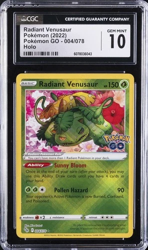 2022 POKEMON GO HOLO #004 RADIANT VENUSAUR CGC 10 GEM MINT