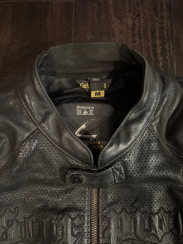 Chaqueta Esquelética Vintage Scorpion EXO M Cuero Acolchado Motocicleta Montar Negra Foto 4 de 4