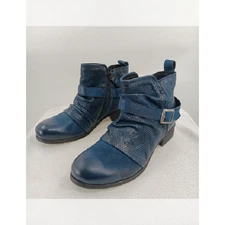 Miz Mooz Leather Ankle Boots with Buckle in Sapphire NEW 7.5 - 8