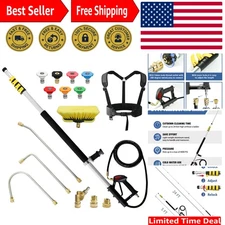 24 FT Pressure Washer Telescoping Wand with Power Washer Extension Wands, Bru...