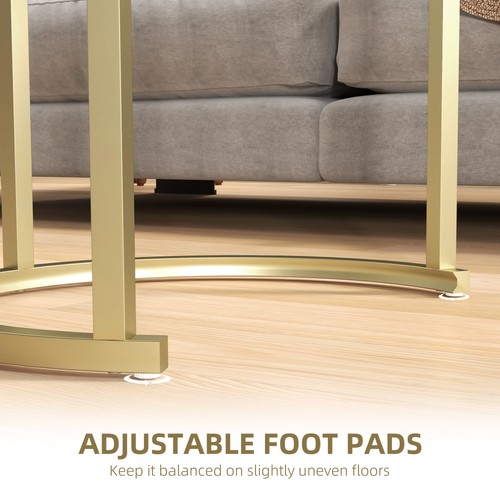HOMCOM 2 Pcs Modern Coffee Table with Tempered Glass Side Tables Clear - Picture 4 of 11