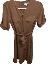 Shelby & Palmer Brown Retro Roll Tab Fit & Flare Dress Size 8 (READ