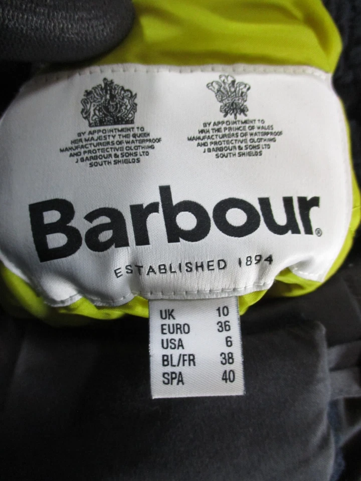 Chaqueta Barbour Lana Mujer 6 Gris Algodón Aislado Parka * Foto 3 de 4