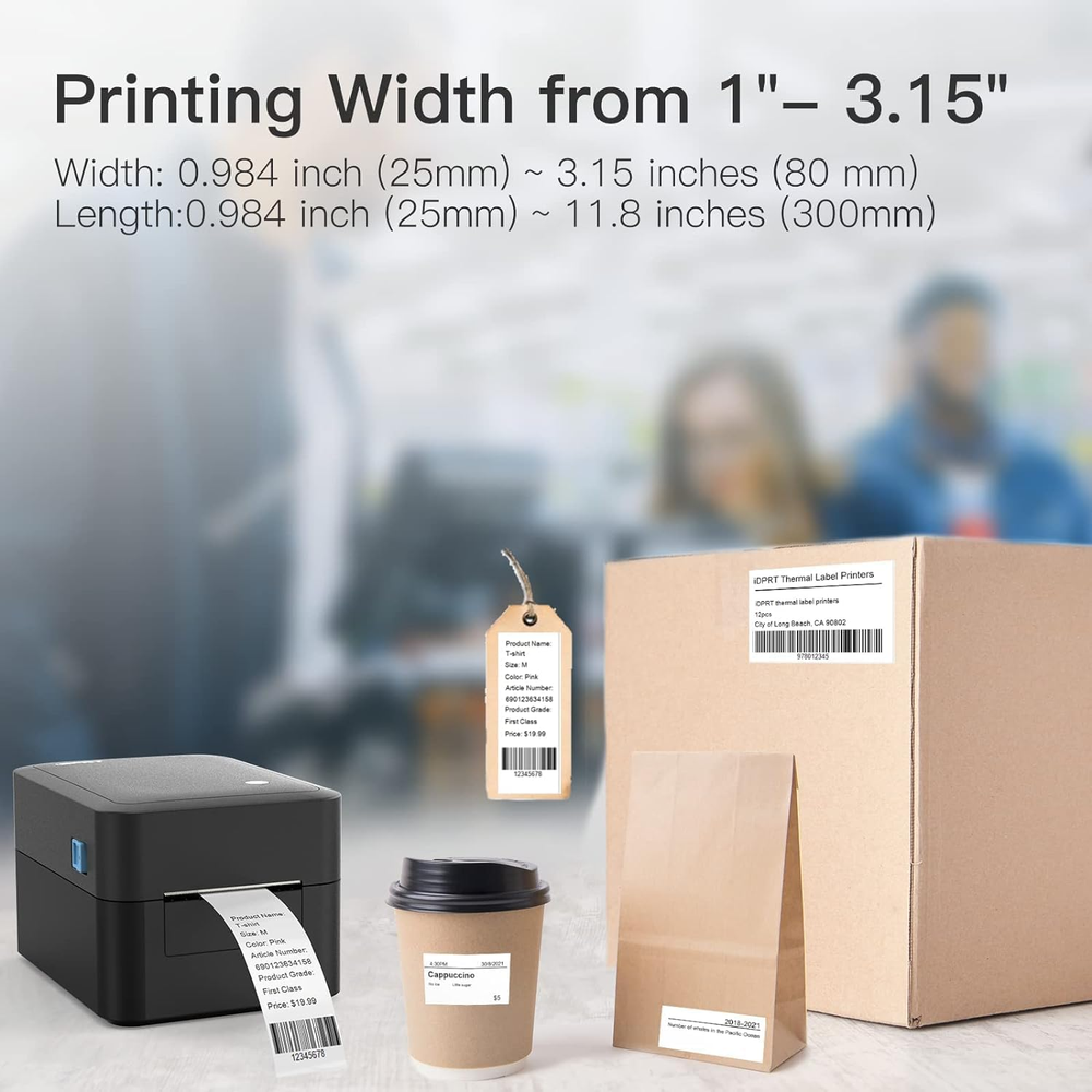 Portable Thermal Label Maker with 600 Labels - 2 Rolls of 300Pcs - Barcode Printer