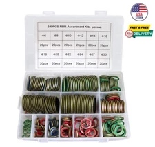 NBR Meatl Bonded Sealing Washer Assort Kit Hydralic Oil Resist 12 Sizes 240pcs
