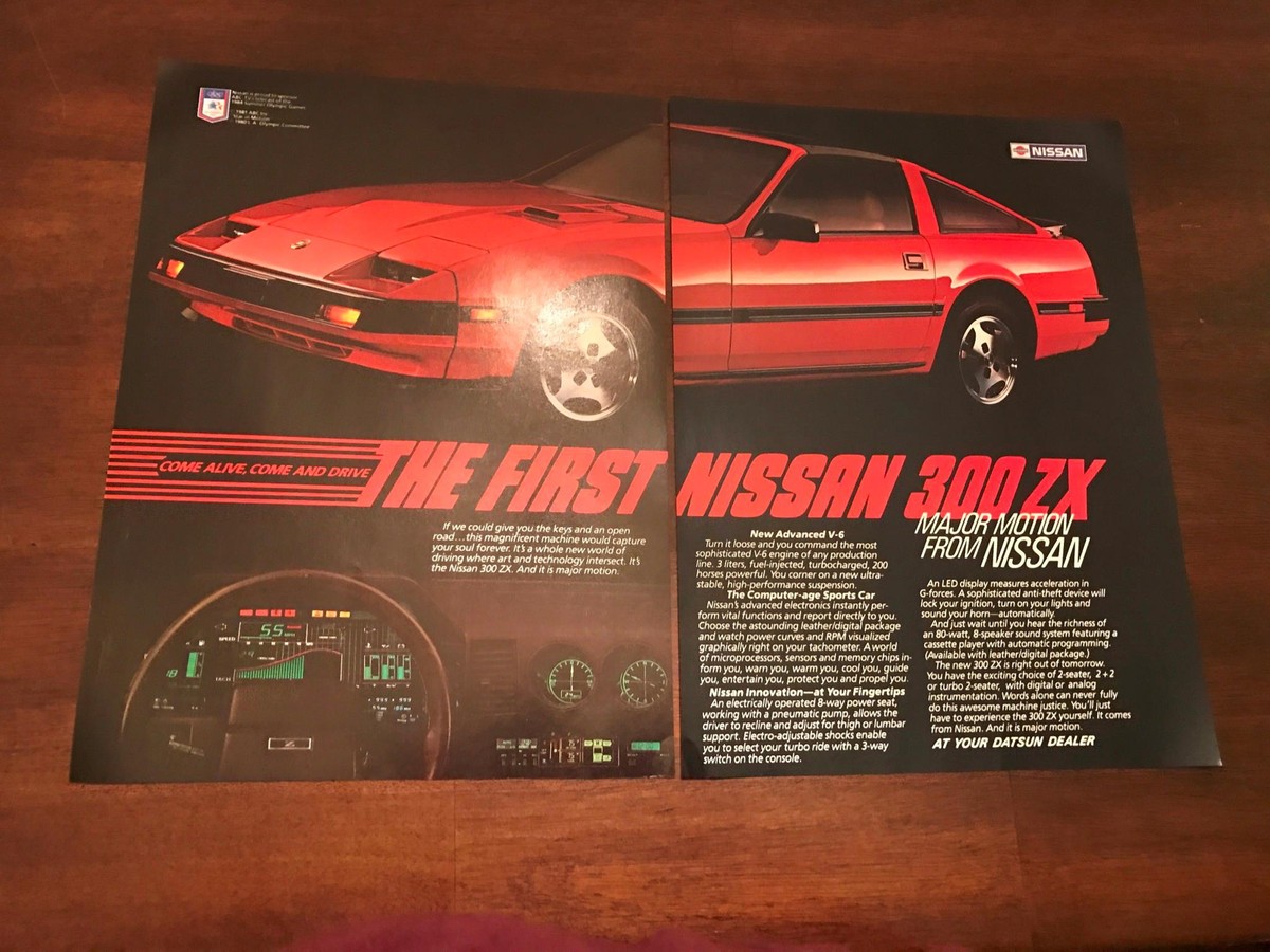 1984 VINTAGE 2 Page PRINT Ad FOR THE NISSAN 300 ZX MAJOR MOTION