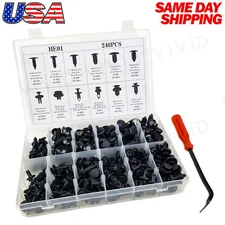 240pcs Set Plastic Rivets Fastener Fender Bumper Push Clips with Tool for Toyota