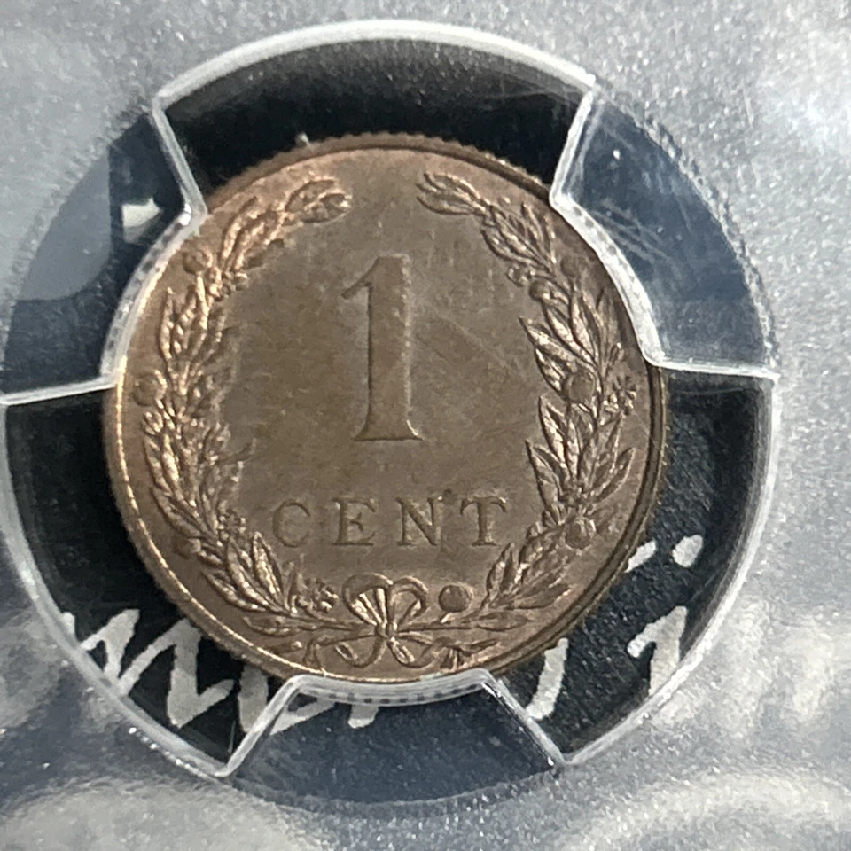 1907 Netherland 1 Cent Lion PCGS MS 62 BN True view Rare Hard To Find - Image 4 of 4