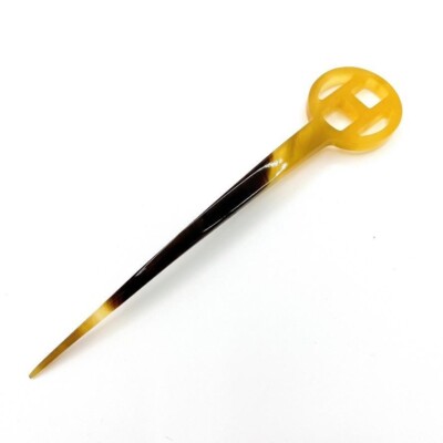 HERMES Buffalo Horn Series Kanzashi Hair Accessory Brown Marble w/Box s-l1200.png main image 2