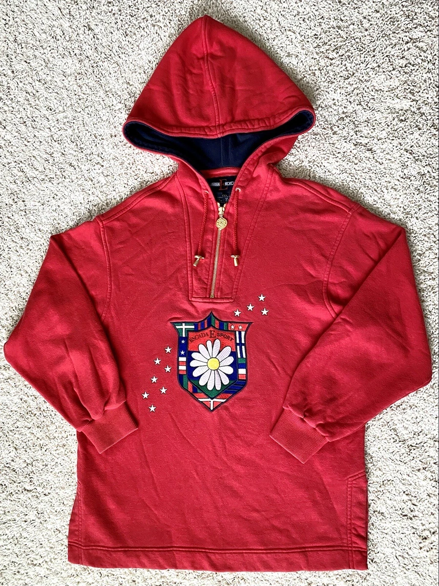 Escada Sport Vintage Embroidered Hoodie 3 4 Sleeve 80s 90s Y2K Womens Size Small