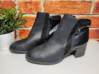 Next Forever Comfort DAMENSTIEFELETTEN UK 8 EU 42 SCHWARZ MOKASSIN KROKO REISSVERSCHLUSS BLOCKABSATZ