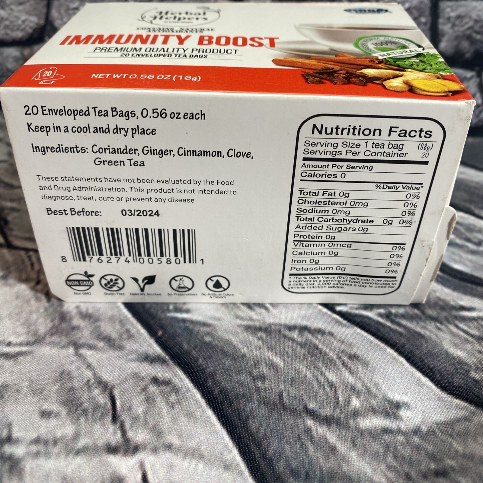 1 Box Of Herbal Helpers Immunity Boost Total 20 Natural Tea Bags eBay