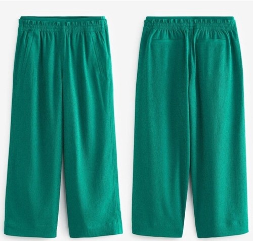 NWT Women’s Athleta Echo Wide-Leg Crop Pants Green Elastic Waist Size 0