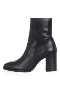 black leather sock boot