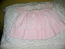 Vintage baby dress Pink 6-9 month  Organza Collar Embroidered Roses 1960's