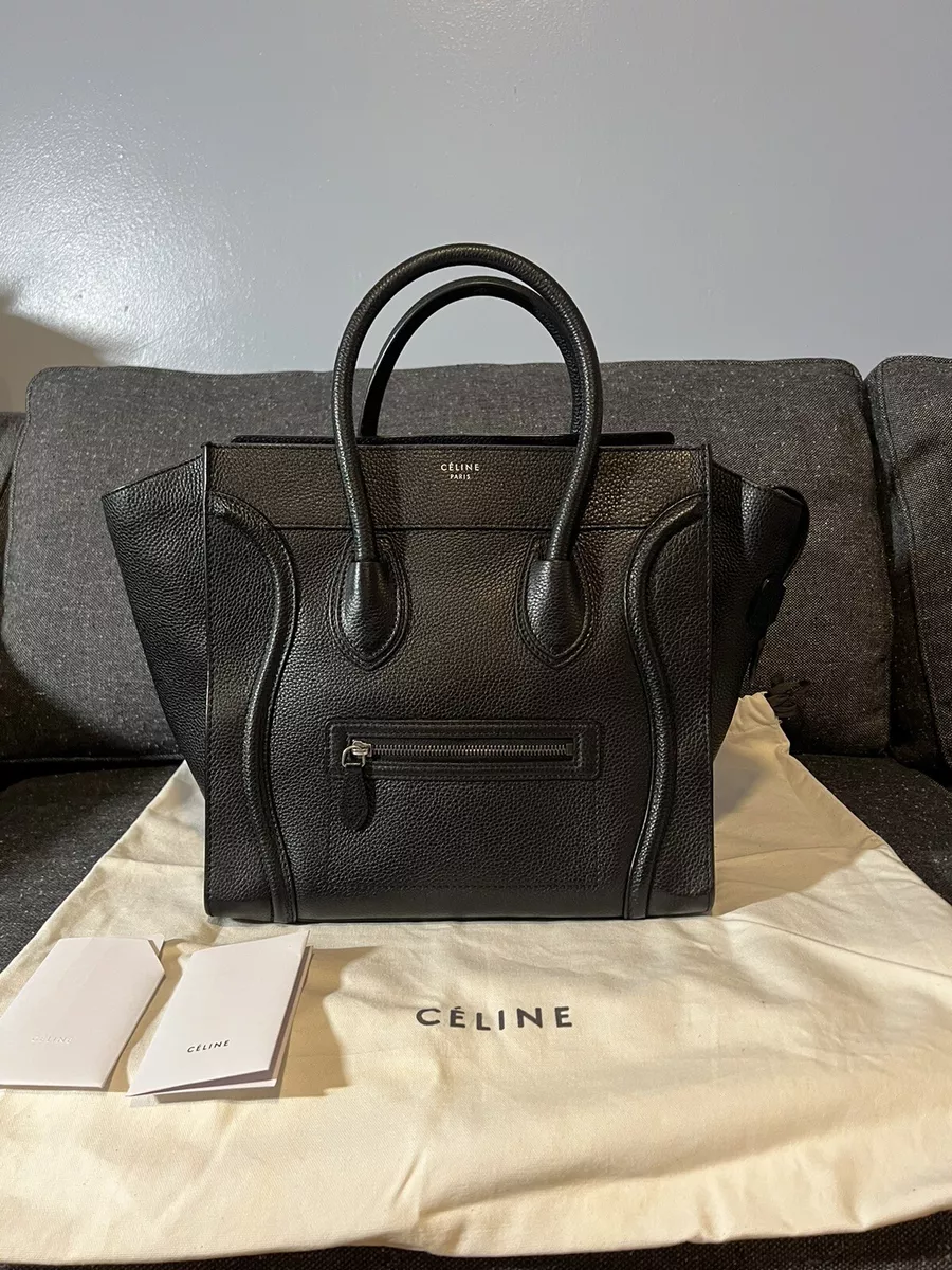 Celine MICRO LUGGAGE HANDBAG IN DRUMMED CALFSKIN BLACK | eBay Celine Micro Luggage Handbag In Drummed Calfskin Black | Ebay