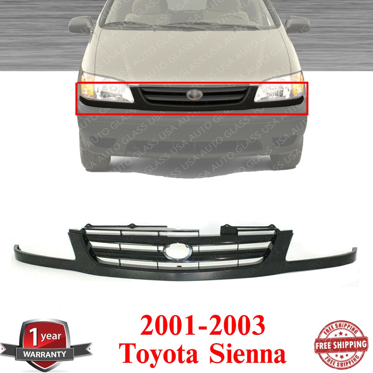 Grille Assembly Textured Black For 2001-2003 Toyota Sienna | eBay