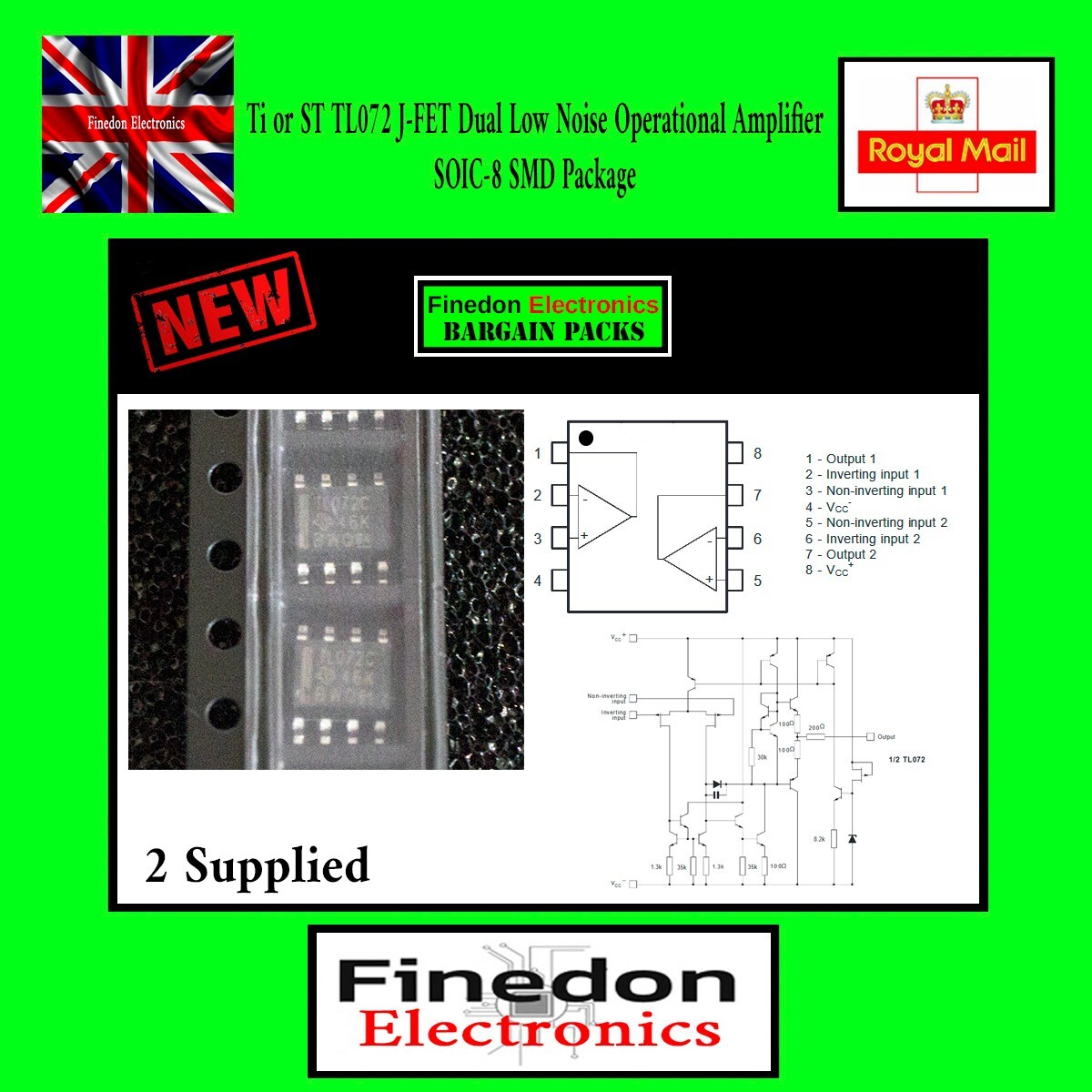 x Texas TL072C TL072 Dual Low-Noise JFET Input OP-AMP SMD SOIC-8