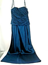Cachet Teal Evening Gown With Spaghetti Straps & Rhinestone Pin Sz 10