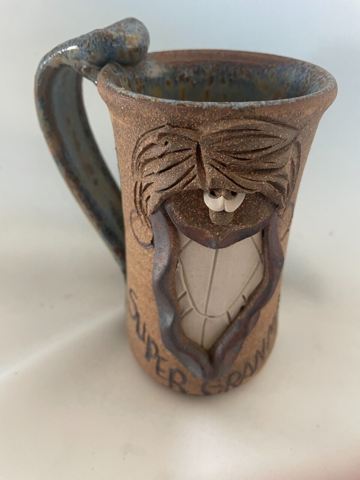 Vtg. Funny Face/Goofy Art Pottery Clay Coffee/Tea/Beer/Mug 5 1/4” Super  Grandma | eBay