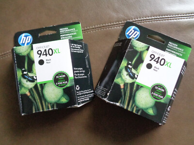 2 Genuine Sealed HP 940XL High Capacity Black Ink Cartridge Best Sept 2018