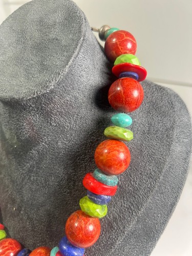 Large heavy Turquoise Stones Indian Necklace Handmade - Picture 11 of 15