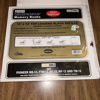 RNB-5 Pioneer Memory Book Black Refill Pages 12" X 12”Top Loading 3 Pack Refill - Image 1 of 4