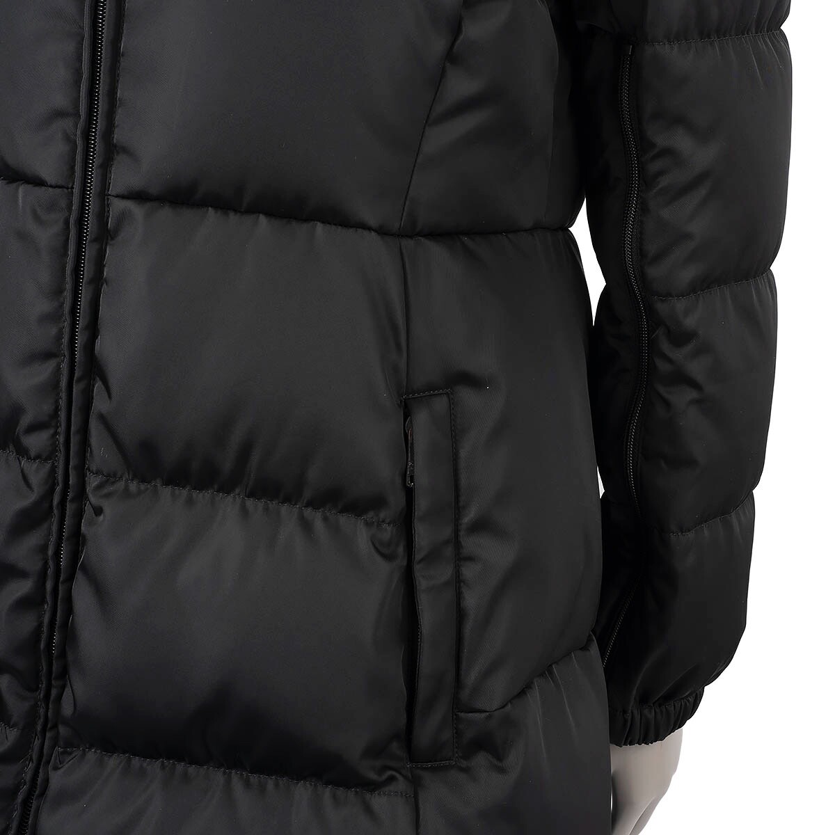 ジャケット・アウター PRADA 00s Short Coat 68544 auth PRADA black nylon FUR TRIM QUILTED DOWN Puffer