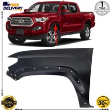 Fender For 2016-2021 Toyota Tacoma Front Driver Primed Steel with Molding Holes