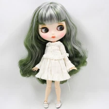 12" Blythe doll Nude Green mix hair white skin dudu mouth Factory Joint Body