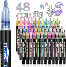 Outline Markers 48 Metallic Glitter Pens Girl Gifts Kids Art Craft Supplies | Te