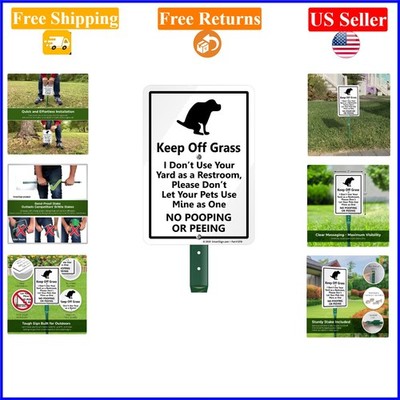 Funny Dog Poop Keep Off Grass Sign, Aluminum, 21'' Tall Stake