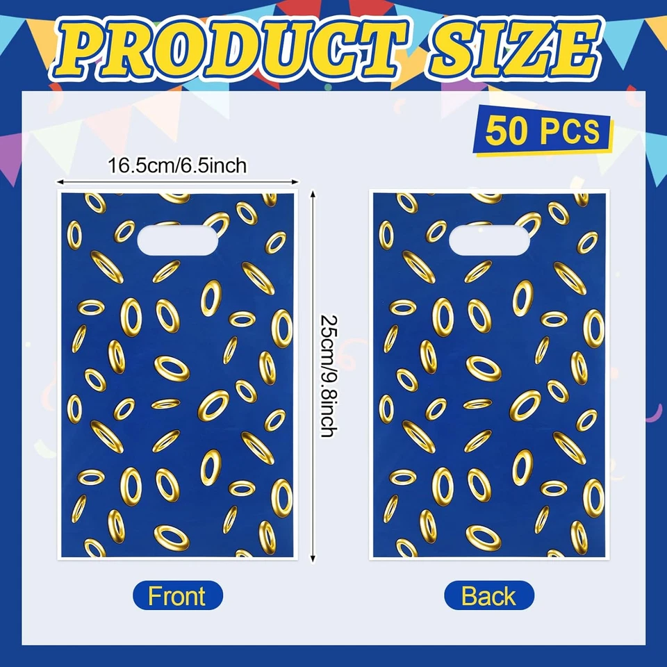 50 PIEZAS Bolsas para regalos de fiesta de videojuegos Bolsas de plástico para regalos de cumpleaños azules con oro R Foto 2 de 4